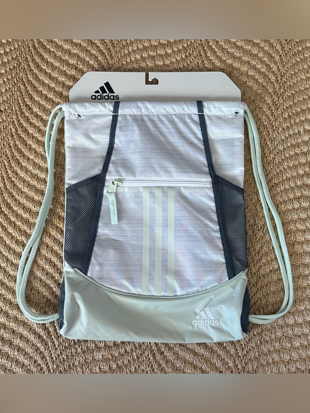 Adidas Alliance II Sackpack Drawstring Athletic Sports Bag NEW White Onyx Linen